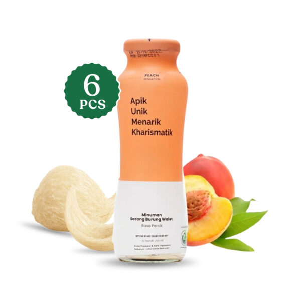 Peach Bird’s Nest Drink 210ml×6 - Contains Real Bird’s Nest, 210ml×6 pack